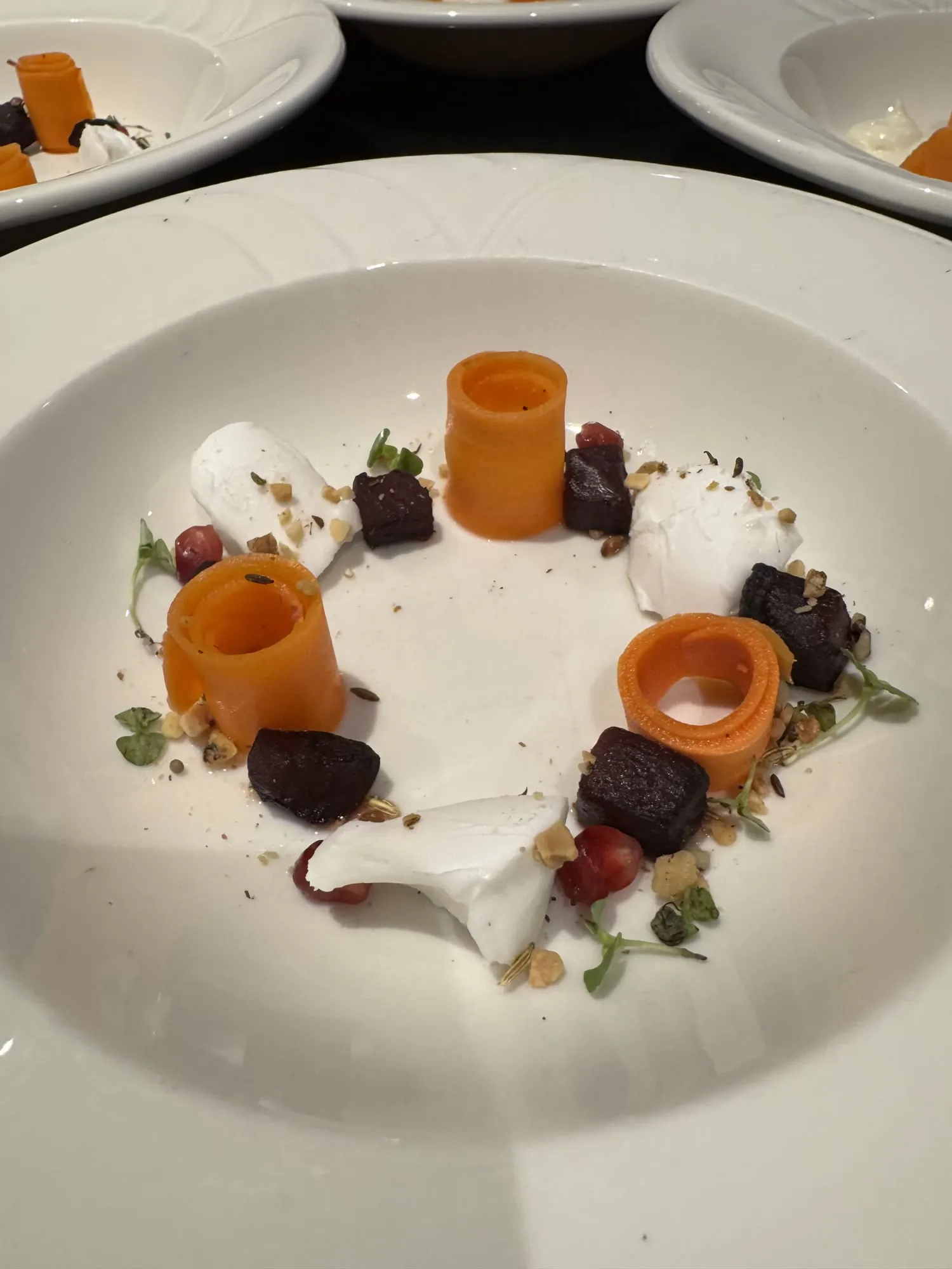 A plated course from a wine dinner evening
